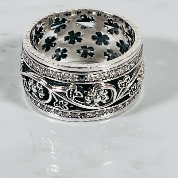 GIA Sterling Silver CZ Spinning Ring - Picture 8 of 10